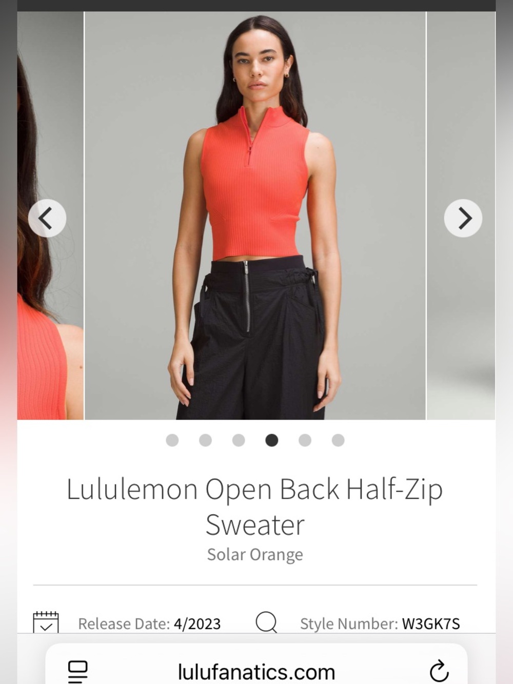🍂Fall lululemon athletica Solar Orange Open-Back Half-Zip Sleeveless vest Top S